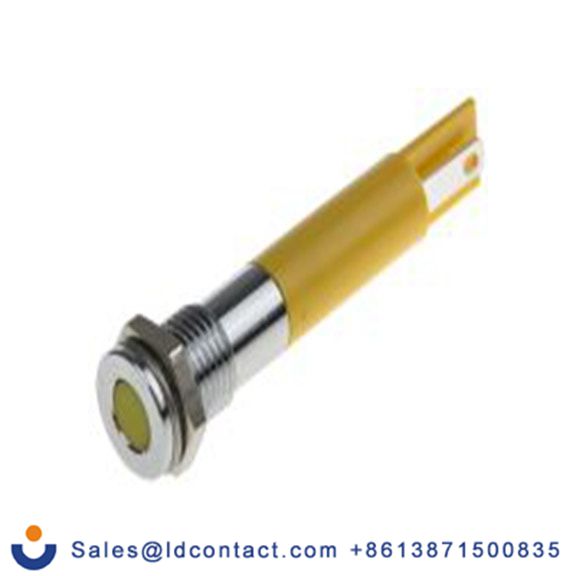 RS PRO 700-1707  黄色 面板安装指示器, 220 V ac 焊接片端接, 平齐边框, 银色边框, IP40