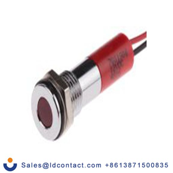 RS PRO 700-1906  红色 面板安装指示器, 12 V dc 导线端接, 平齐边框, 银色边框, IP40