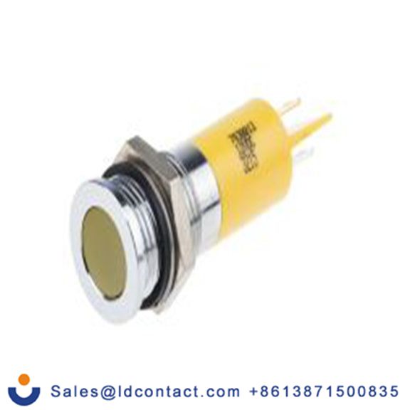 RS PRO 703-8813  黄色 面板安装指示器, 12 V dc 焊接片端接, 平齐边框, 银色边框, IP40