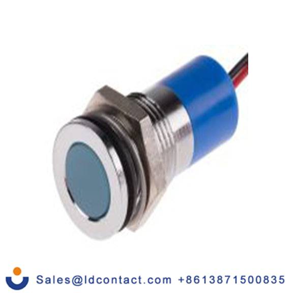 RS PRO 703-8932  蓝色 面板安装指示器, 12 V dc 导线端接, 平齐边框, 银色边框, IP40