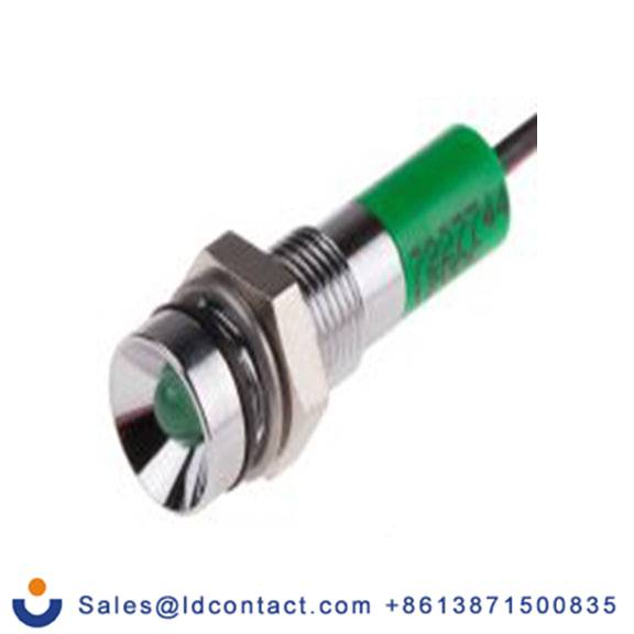 RS PRO 722-7744  绿色 面板安装指示器, 12 V dc 导线端接, 凹入式边框, 银色边框, IP40