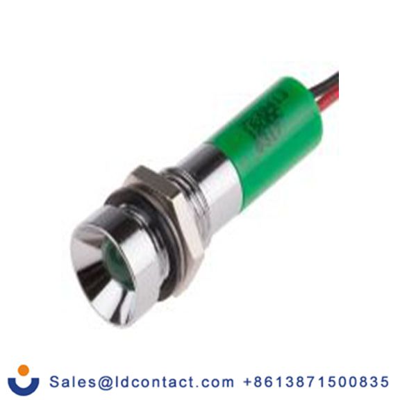 RS PRO 723-9413  绿色 面板安装指示器, 12 V dc 导线端接, 凹入式边框, 银色边框, IP40