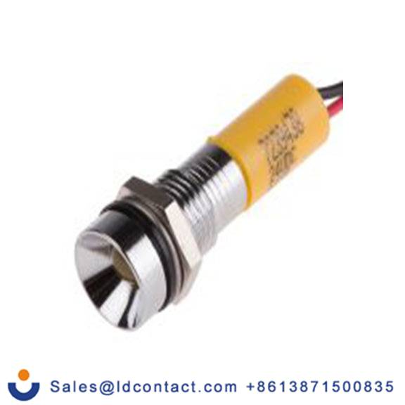 RS PRO 723-9438  黄色 面板安装指示器, 24 V dc 导线端接, 凹入式边框, 银色边框, IP40