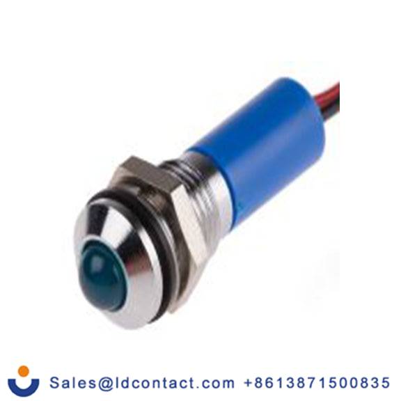 RS PRO 723-9454  蓝色 面板安装指示器, 12 V dc 导线端接, 凸型边框, 银色边框, IP40