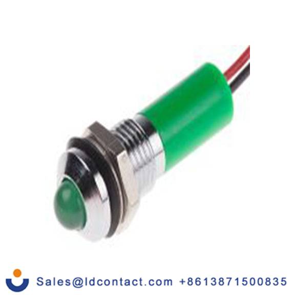 RS PRO 723-9457  绿色 面板安装指示器, 12 V dc 导线端接, 凸型边框, 银色边框, IP40