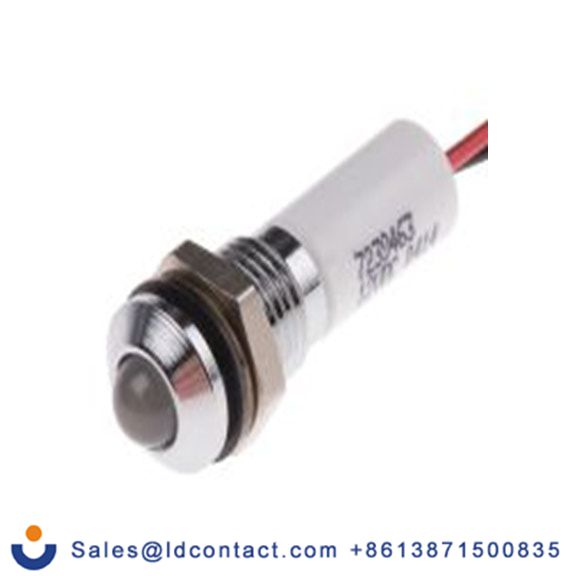 RS PRO 723-9463  白色 面板安装指示器, 12 V dc 导线端接, 凸型边框, 银色边框, IP40