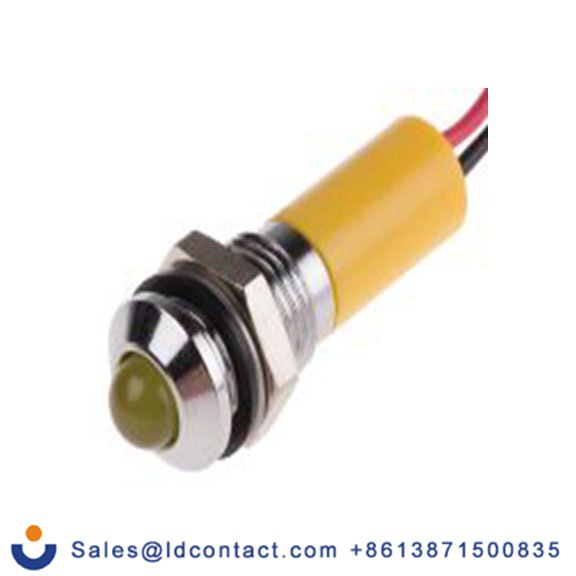 RS PRO 723-9472  黄色 面板安装指示器, 24 V dc 导线端接, 凸型边框, 银色边框, IP40