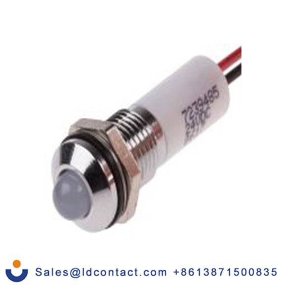 RS PRO 723-9485  白色 面板安装指示器, 24 V dc 导线端接, 凸型边框, 银色边框, IP40