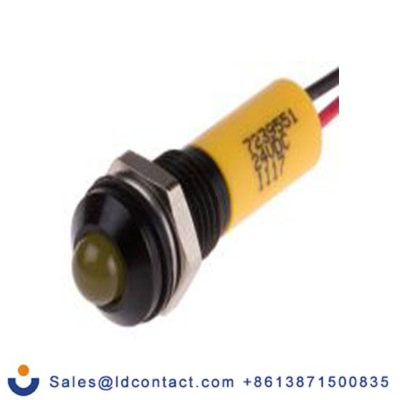 RS PRO 723-9551  黄色 面板安装指示器, 24 V dc 导线端接, 凸型边框, IP40
