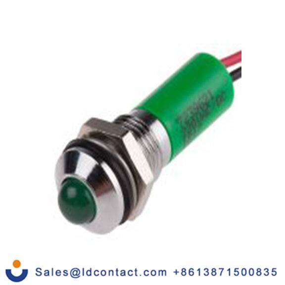 RS PRO 723-9621  绿色 面板安装指示器, 220 V ac 导线端接, 凸型边框, 银色边框, IP40