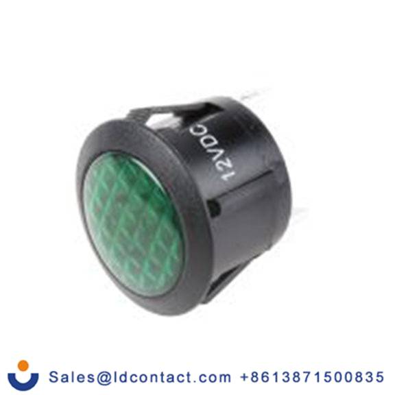 RS PRO 793-2557  绿色 面板安装指示器, 12 V dc 焊片端接, 黑色边框