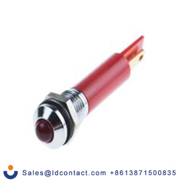 RS PRO 838-5526  红色 面板安装指示器, 12 V dc 焊片端接, 凸型边框, 银色边框, IP40