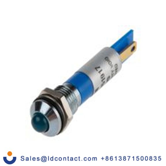 RS PRO 838-5532  蓝色 面板安装指示器, 12 V dc 焊片端接, 凸型边框, 银色边框, IP40