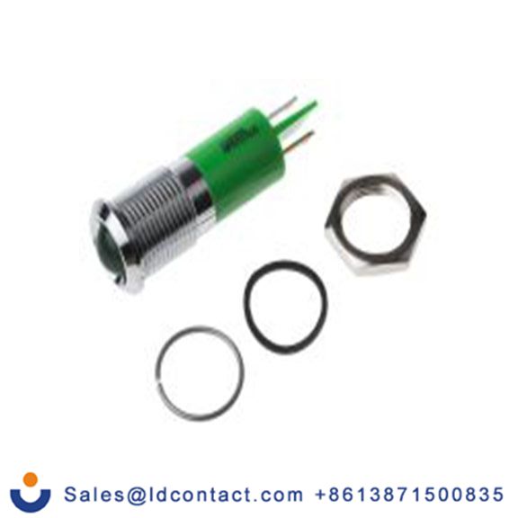 RS PRO 848-4510  绿色 面板安装指示器, 110 V ac 焊片端接, 凸型边框, 银色边框, IP40