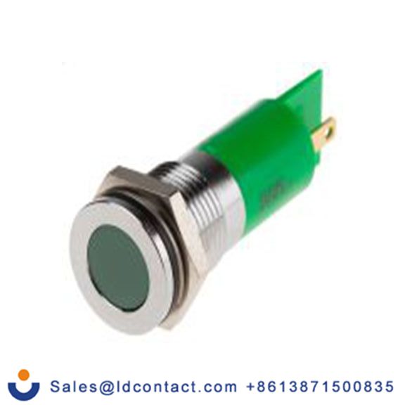 RS PRO 848-4554  绿色 面板安装指示器, 110 V ac 焊片端接, 平齐边框, 银色边框, IP40