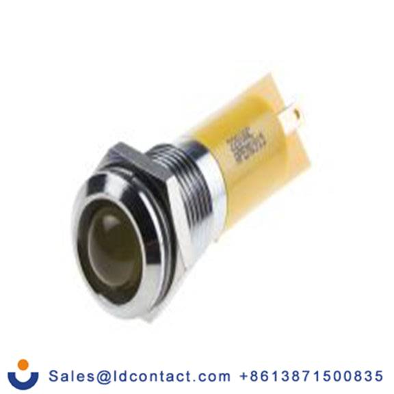 RS PRO 848-4608  黄色 面板安装指示器, 220 V ac 焊片端接, 凸型边框, 银色边框, IP40