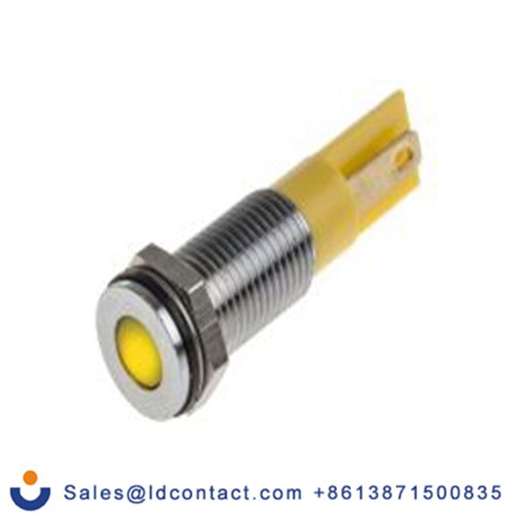 RS PRO 913-2698  黄色 面板安装指示器, 12 V dc 焊片端接, 平齐边框, 银色边框, IP40