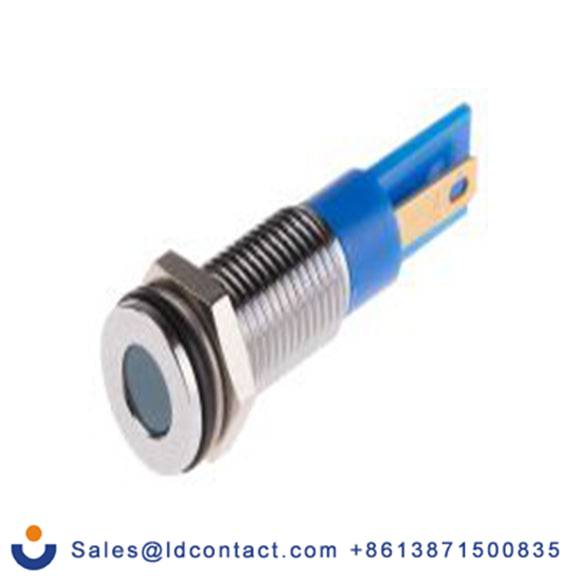 RS PRO 913-8700  蓝色 面板安装指示器, 12 V dc 焊片端接, 平齐边框, 银色边框, IP40