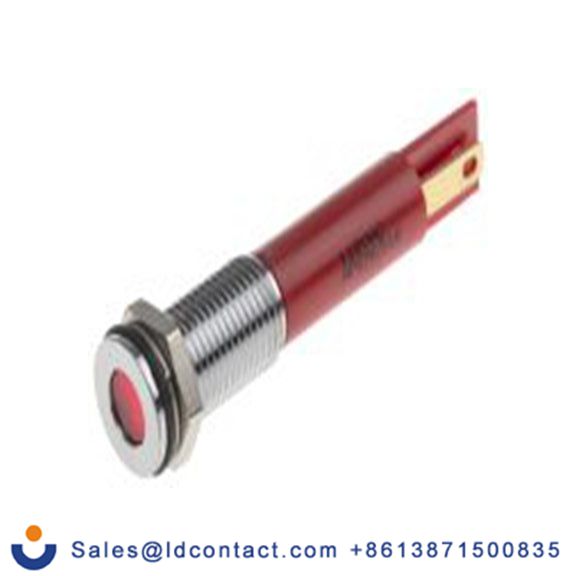 RS PRO 913-8722  红色 面板安装指示器, 110 V ac 焊片端接, 平齐边框, 银色边框, IP40