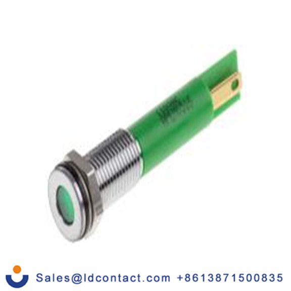 RS PRO 913-8725  绿色 面板安装指示器, 110 V ac 焊片端接, 平齐边框, 银色边框, IP40