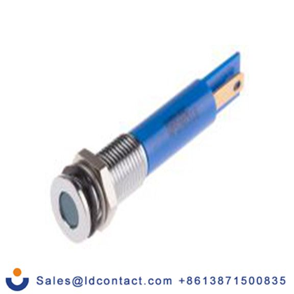 RS PRO 913-8747  蓝色 面板安装指示器, 220 V ac 焊片端接, 平齐边框, 银色边框, IP40