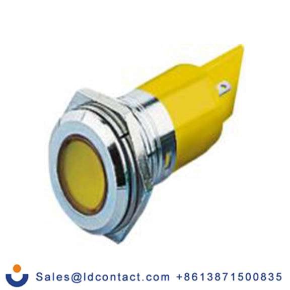 RS PRO 204-855  黄色 面板安装指示器, 24 V ac/dc 焊接片端接, 平齐边框, 银色边框