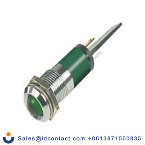 RS PRO 203-767  绿色 面板安装指示器, 110 V ac 焊接片端接, 凸型边框, 银色边框, IP40