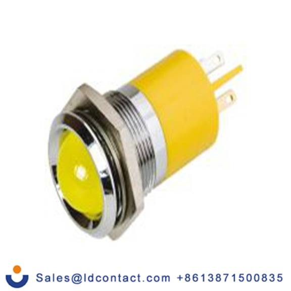 RS PRO 212-244  黄色 面板安装指示器, 48 V dc, 65 V dc, 凸型边框, 银色边框