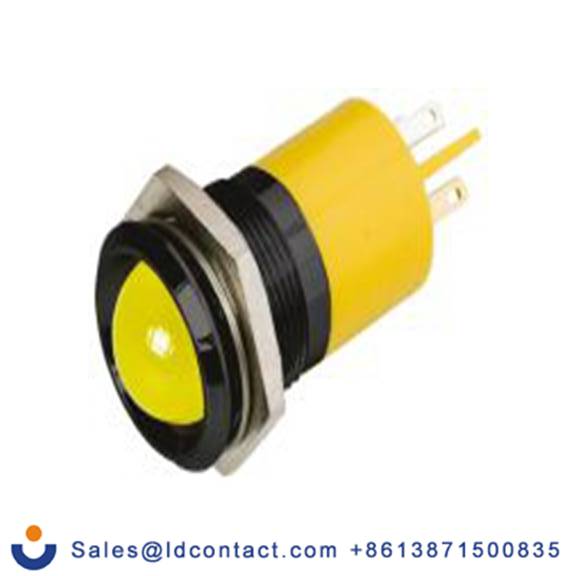 RS PRO 205-000  黄色 面板安装指示器, 24 V dc 焊接片端接, 凸型边框, 黑色边框