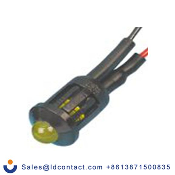 RS PRO 207-270  黄色 面板安装指示器, 6 V dc 导线端接, 凸型边框, 黑色边框