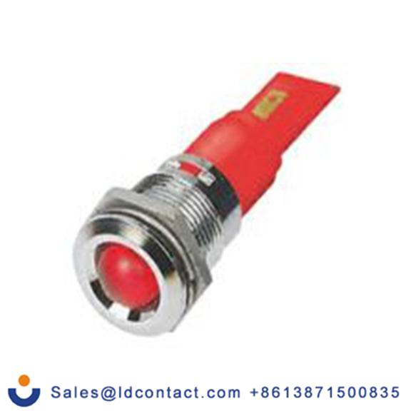 RS PRO 208-043  红色 面板安装指示器, 110 V ac 焊接片端接, 凸型边框, 银色边框