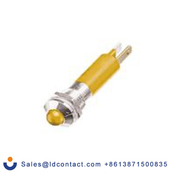 RS PRO 208-100  黄色 面板安装指示器, 12 V dc 焊接片端接, 凸型边框, 银色边框, IP40