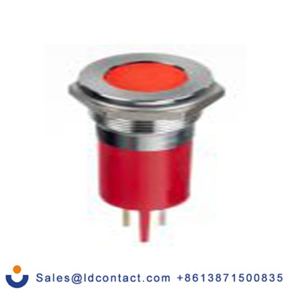 RS PRO 124-6395  红色 面板安装指示器, 12 V dc 焊片端接, 平齐边框, 银色边框, IP40