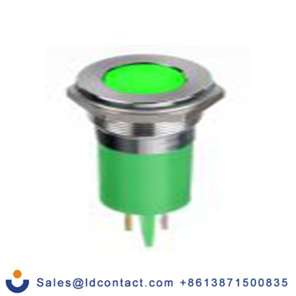 RS PRO 124-6401  绿色 面板安装指示器, 12 V dc 焊片端接, 平齐边框, 银色边框, IP40