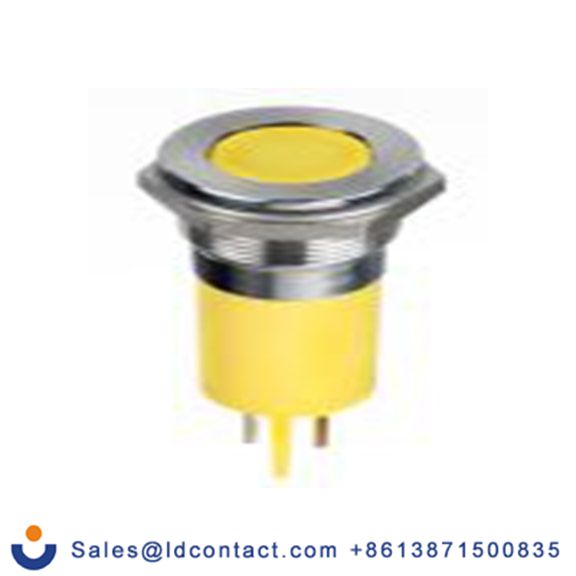 RS PRO 124-6407  黄色 面板安装指示器, 12 V dc 焊片端接, 平齐边框, 银色边框, IP40