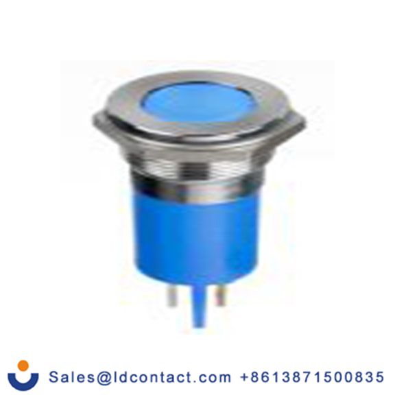 RS PRO 124-6414  蓝色 面板安装指示器, 24 V dc 焊片端接, 平齐边框, 银色边框, IP40