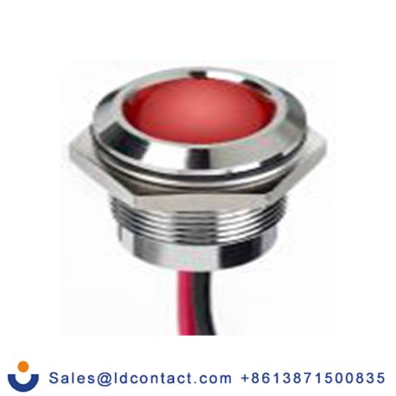 RS PRO 130-1079  红色 面板安装指示器, 12 V dc 导线端接, 凸型边框, 银色边框, IP40