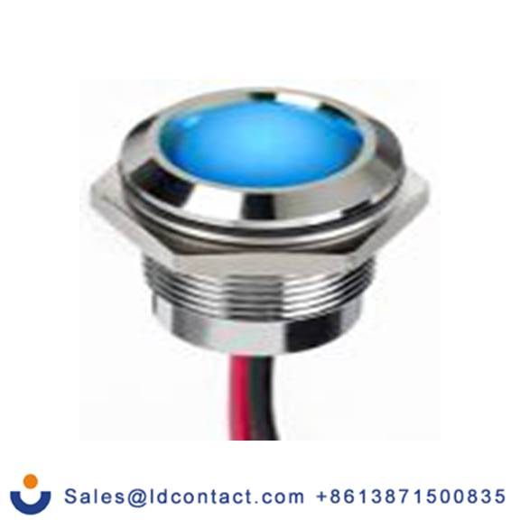 RS PRO 130-1082  蓝色 面板安装指示器, 12 V dc 导线端接, 凸型边框, 银色边框, IP40