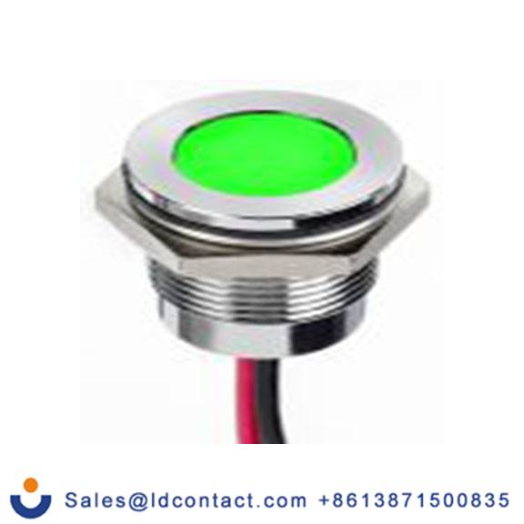 RS PRO 130-1101  绿色 面板安装指示器, 12 V dc 导线端接, 平齐边框, 银色边框, IP40