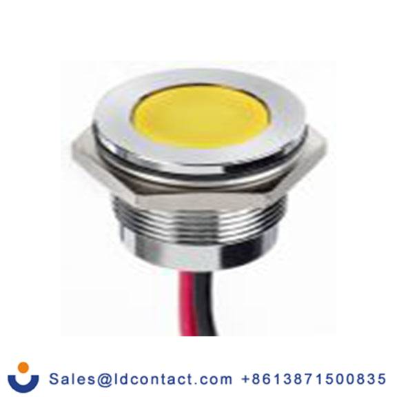 RS PRO 130-2261  黄色 面板安装指示器, 24 V dc 导线端接, 平齐边框, 银色边框, IP40