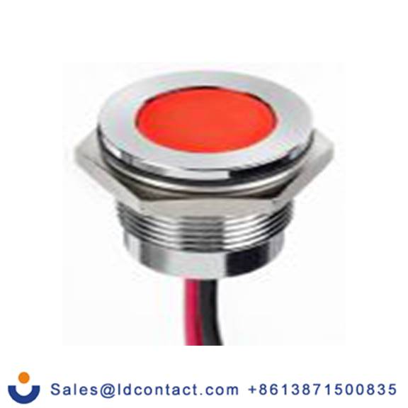 RS PRO 130-2266  红色 面板安装指示器, 220 V ac 导线端接, 平齐边框, 银色边框, IP40