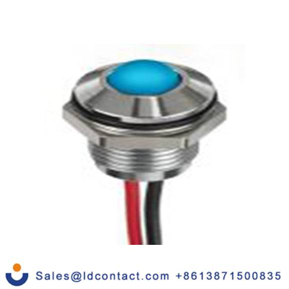 RS PRO 132-9106  蓝色 面板安装指示器, 12 V dc 导线端接, 凸型边框, 银色边框, IP40