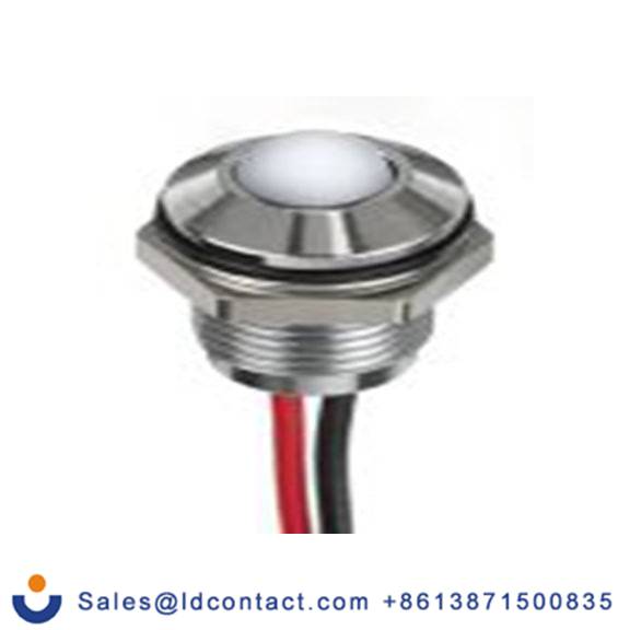 RS PRO 132-9107  白色 面板安装指示器, 12 V dc 导线端接, 凸型边框, 银色边框, IP40