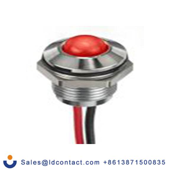 RS PRO 132-9108  红色 面板安装指示器, 24 V dc 导线端接, 凸型边框, 银色边框, IP40