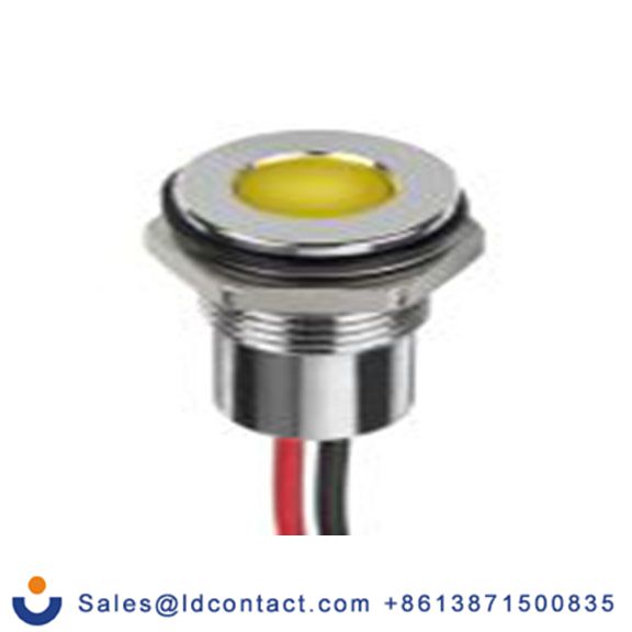 RS PRO 132-9125  黄色 面板安装指示器, 24 V dc 导线端接, 平齐边框, 银色边框, IP40