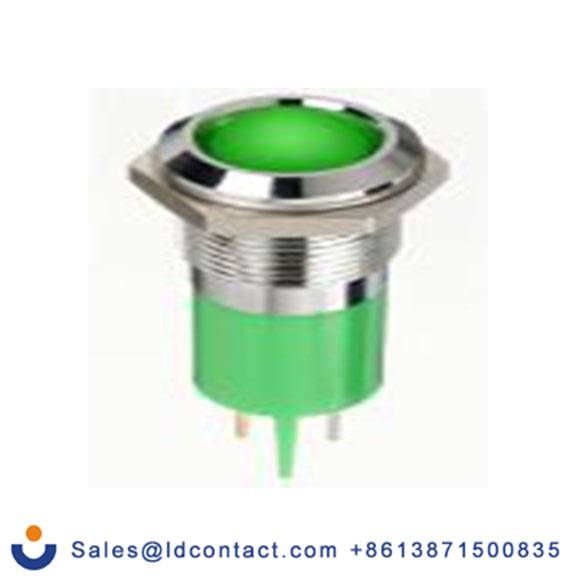 RS PRO 134-5544  绿色 面板安装指示器, 12 V dc 焊片端接, 凸型边框, 银色边框, IP40