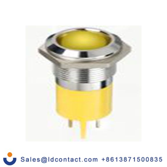 RS PRO 134-5548  黄色 面板安装指示器, 24 V dc 焊片端接, 凸型边框, 银色边框, IP40
