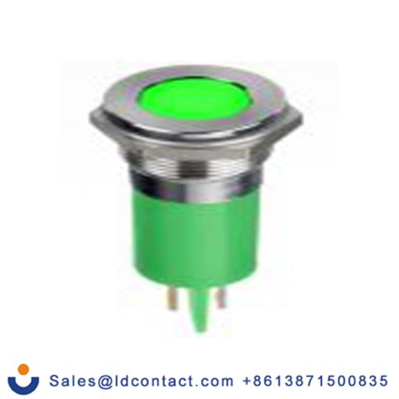 RS PRO 134-5550  绿色 面板安装指示器, 12 V dc 焊片端接, 平齐边框, 银色边框, IP40