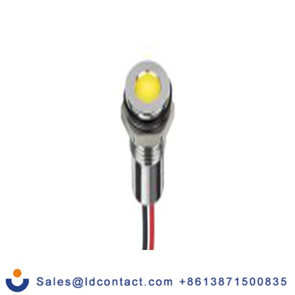 RS PRO 220-8977  面板安装 LED 黄色 面板安装指示器, 电线端接, IP40 24V dc 8 mm