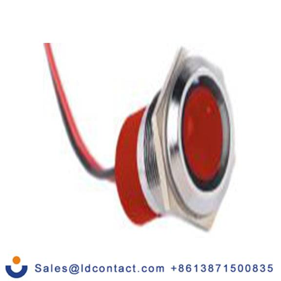 RS PRO 722-7381  红色 面板安装指示器, 12 V dc 导线端接, 凸型边框, 银色边框, IP40